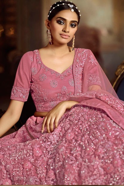 Pink Colour Embroidery Soft Net Lehenga Choli LD1080863 A