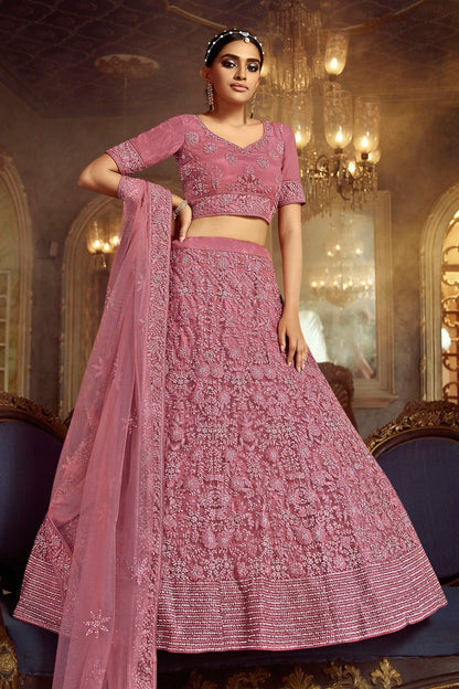 Pink Colour Embroidery Soft Net Lehenga Choli LD1080863