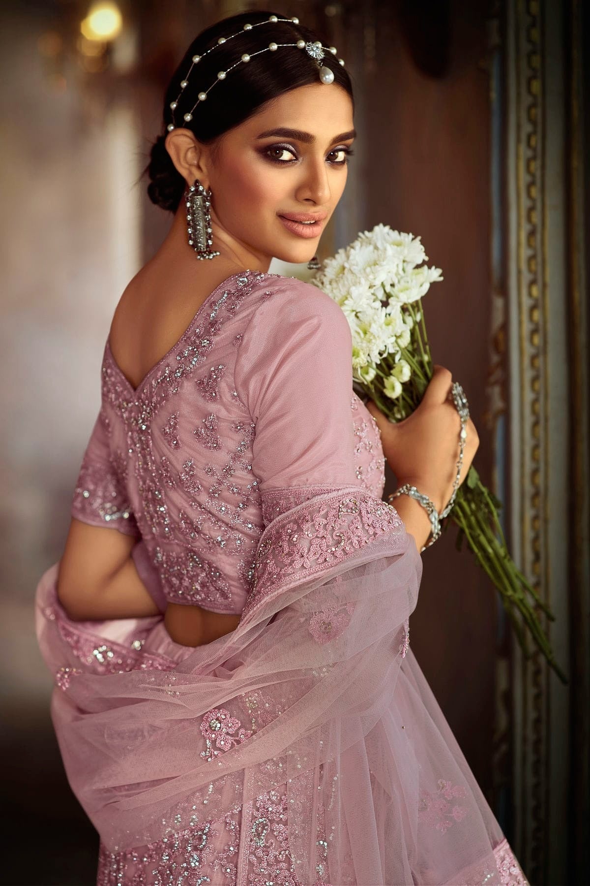 Pink Colour Embroidery Soft Net Lehenga Choli LD1080865 A