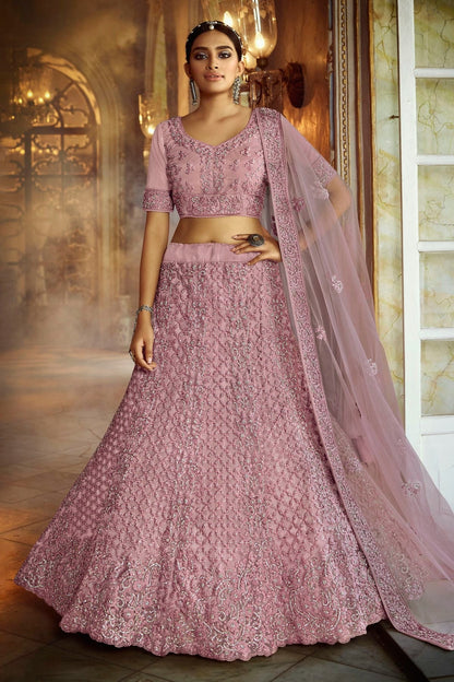 Pink Colour Embroidery Soft Net Lehenga Choli LD1080865