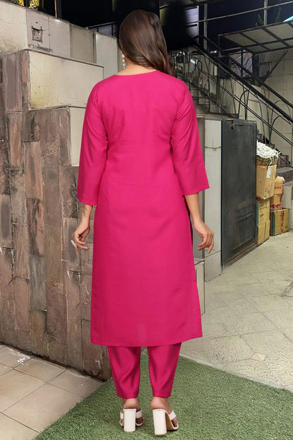 Pink Colour Embroidery Viscose Chanderi Stitched Suit SS1112484 A