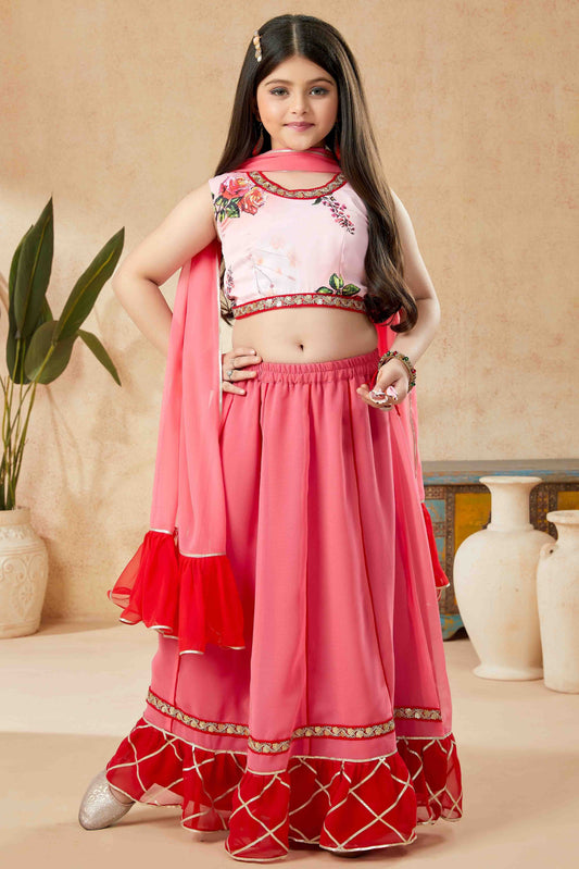 Pink Colour Faux Georgette Lehenga Choli GW1070746
