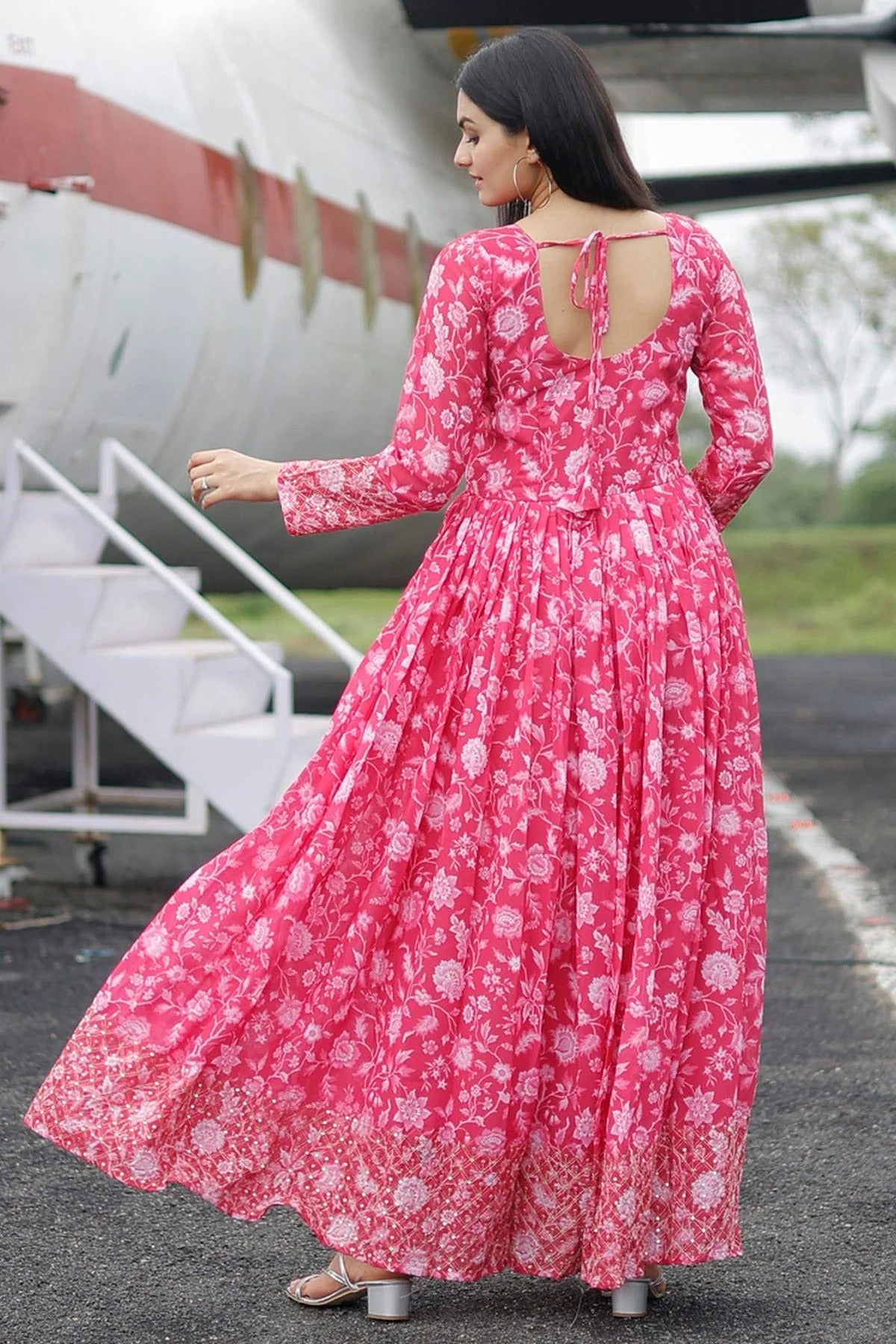 Pink Colour Faux Georgette Stitched Gown GW1112338 A