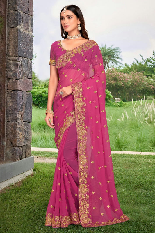 Pink Colour Georgette Designer Saree LC1121322