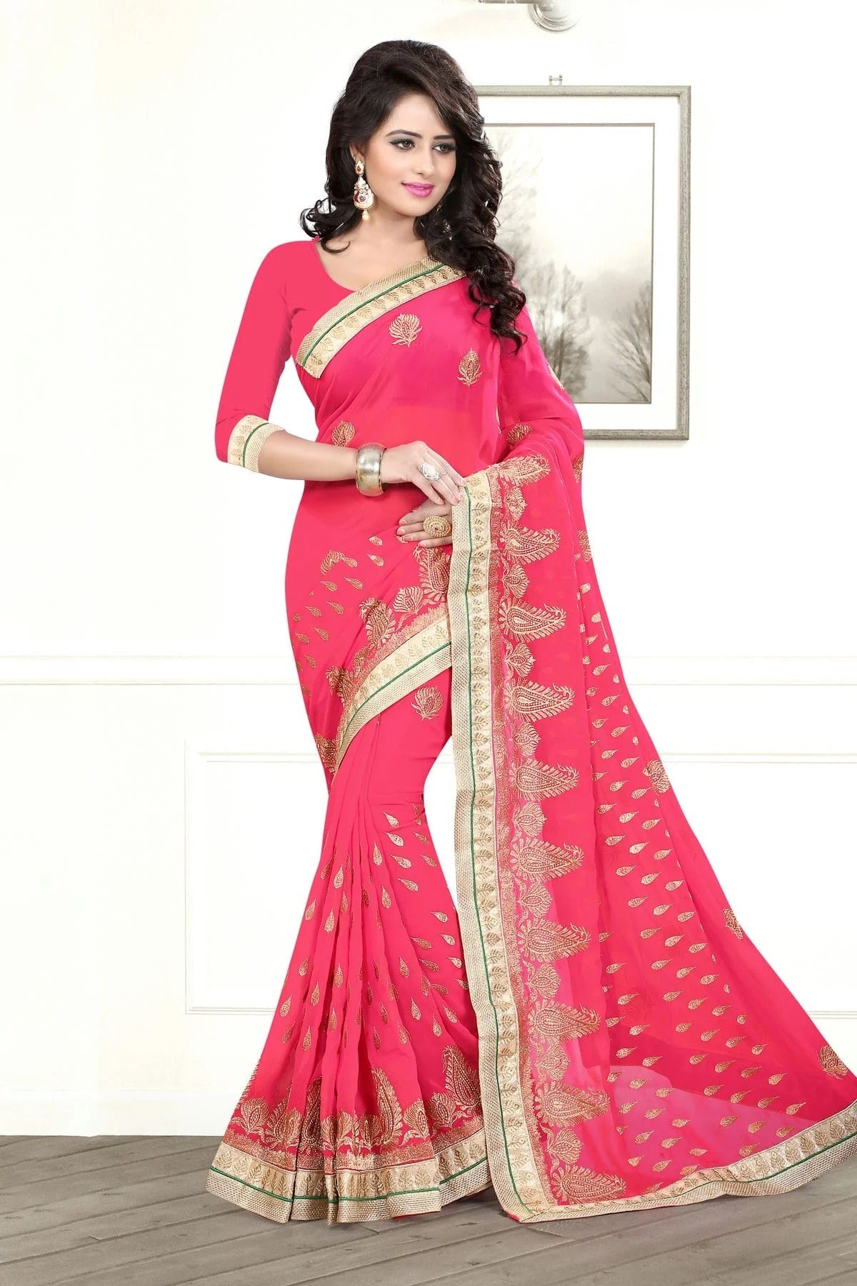 Pink Colour Georgette Designer Saree LC1121542