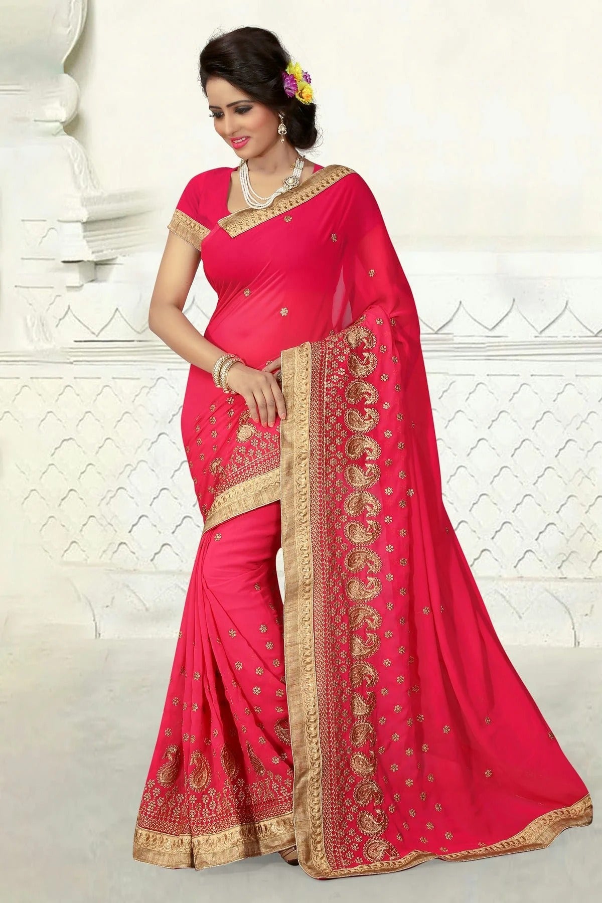 Pink Colour Georgette Designer Saree LC1121547