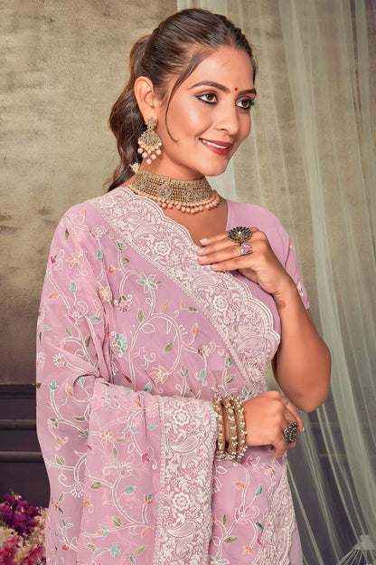 Pink Colour Georgette Designer Saree LC1121558 A