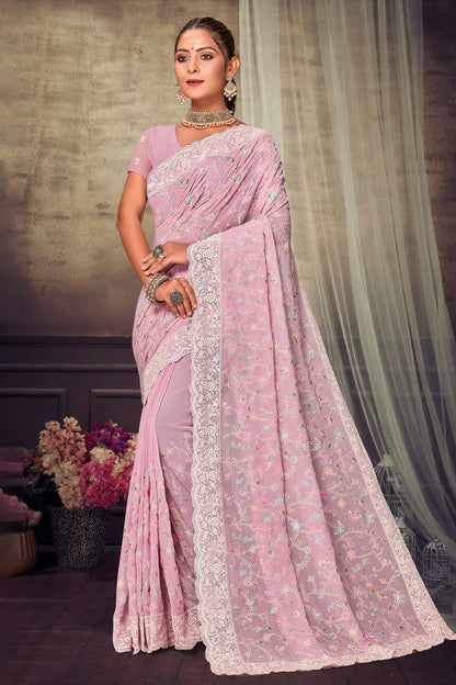 Pink Colour Georgette Designer Saree LC1121558