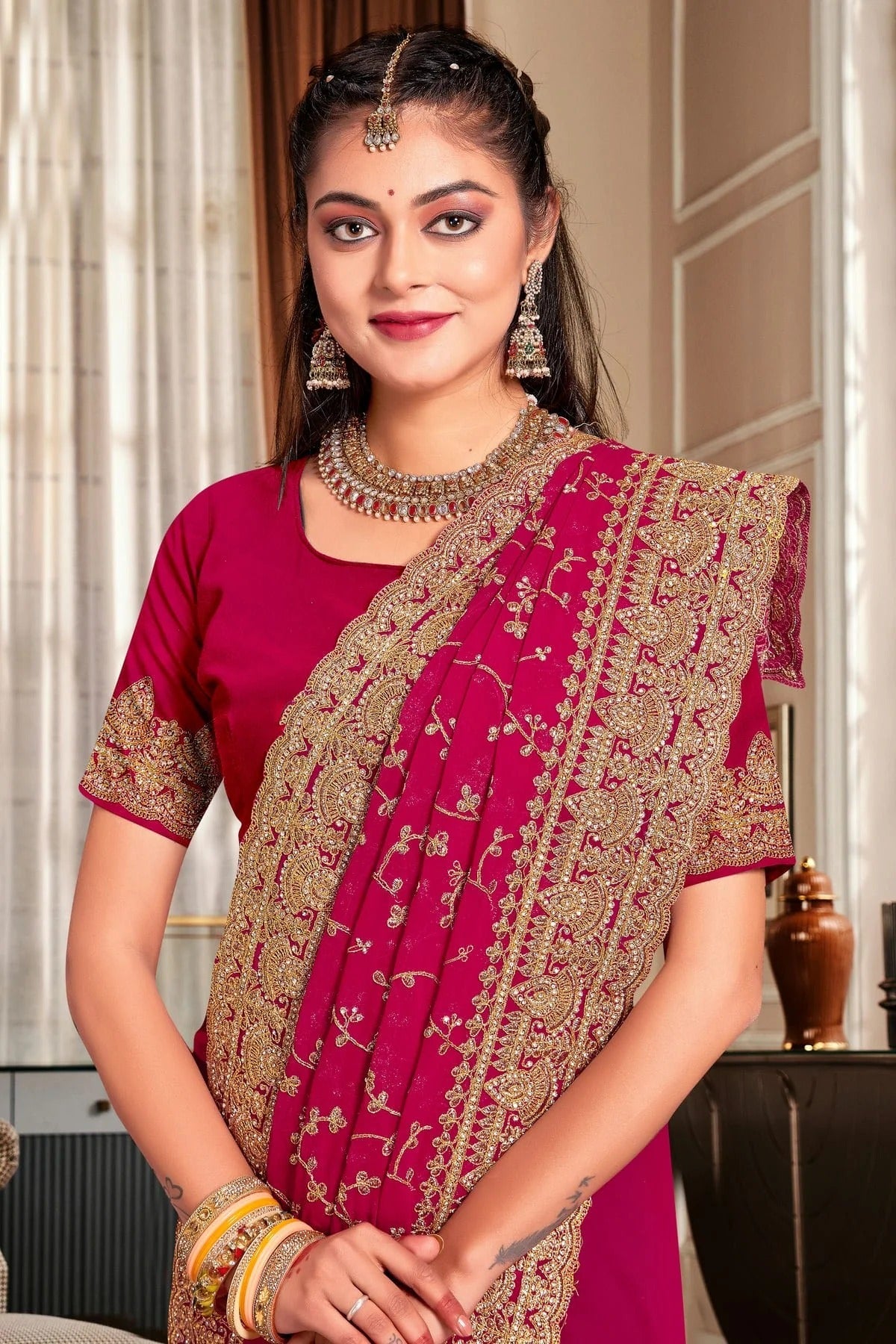 Pink Colour Georgette Designer Saree LC1121725 A