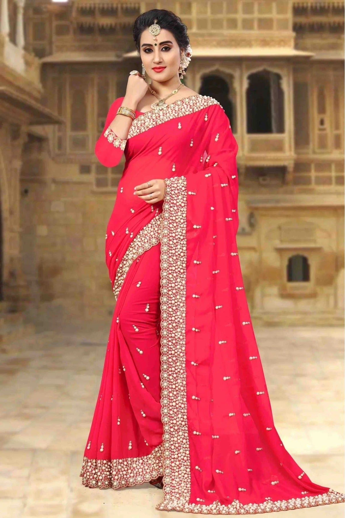 Pink Colour Georgette Designer Saree SD1090013