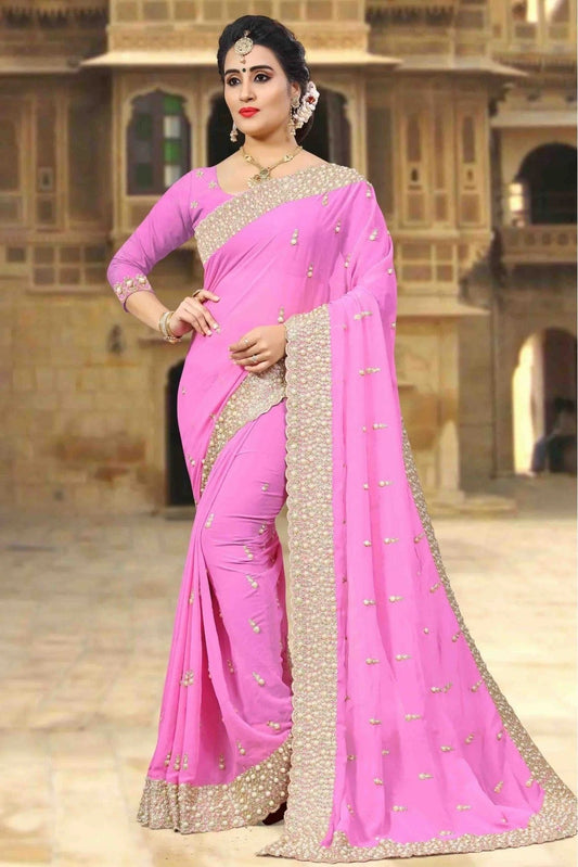 Pink Colour Georgette Designer Saree SD1090015