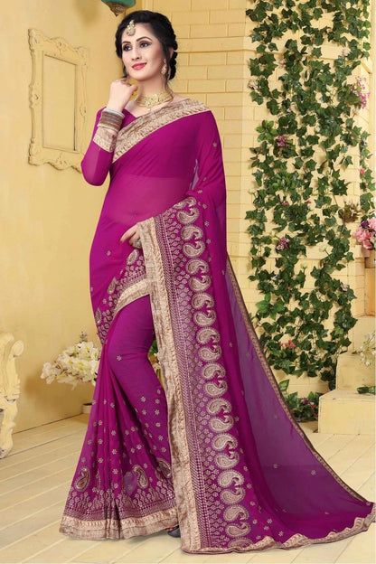 Pink Colour Georgette Embroidered Saree SD1120422
