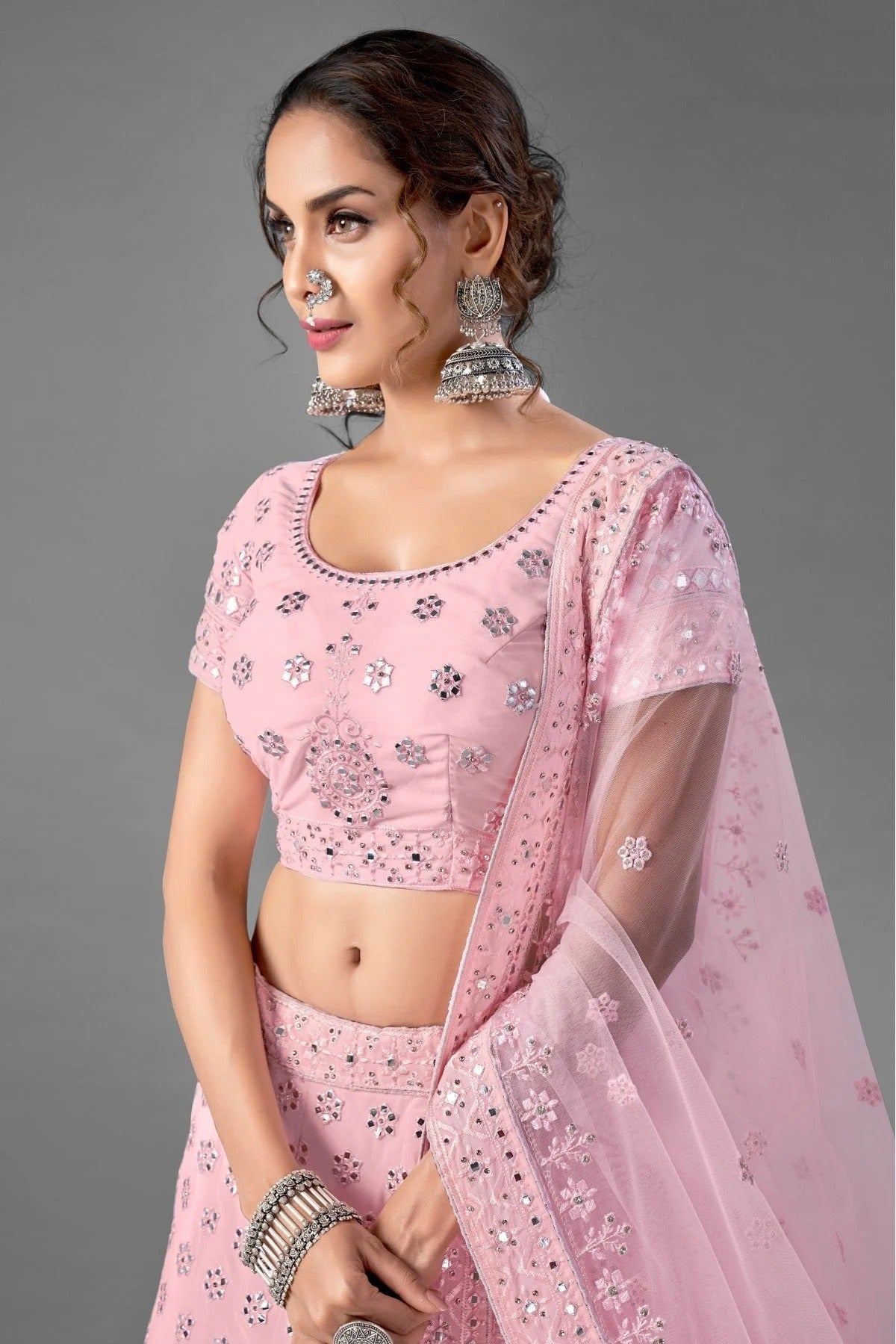 Pink Colour Georgette Embroidery Lehenga Choli LC1080269 B