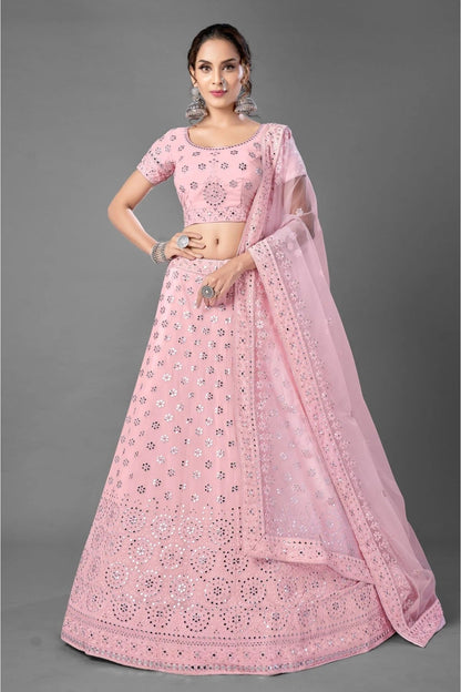 Pink Colour Georgette Embroidery Lehenga Choli LC1080269
