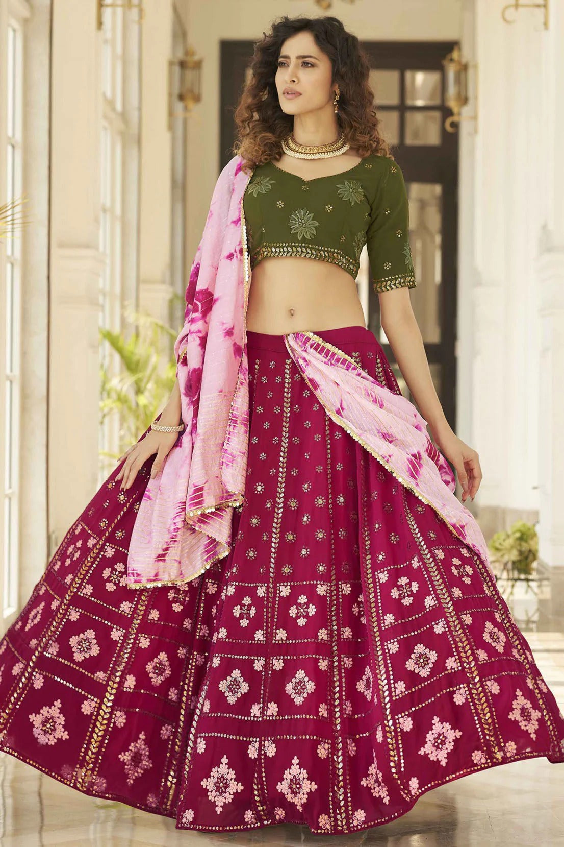 Pink Colour Georgette Embroidery Lehenga Choli LC1150126 A