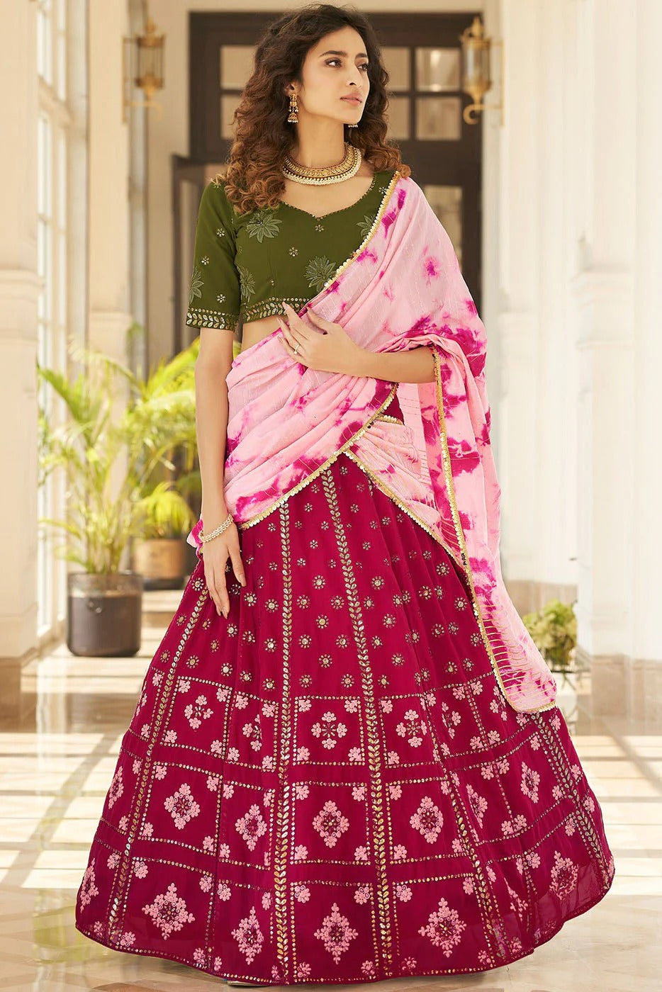 Pink Colour Georgette Embroidery Lehenga Choli LC1150126