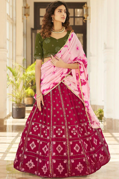 Pink Colour Georgette Embroidery Lehenga Choli LC1150126