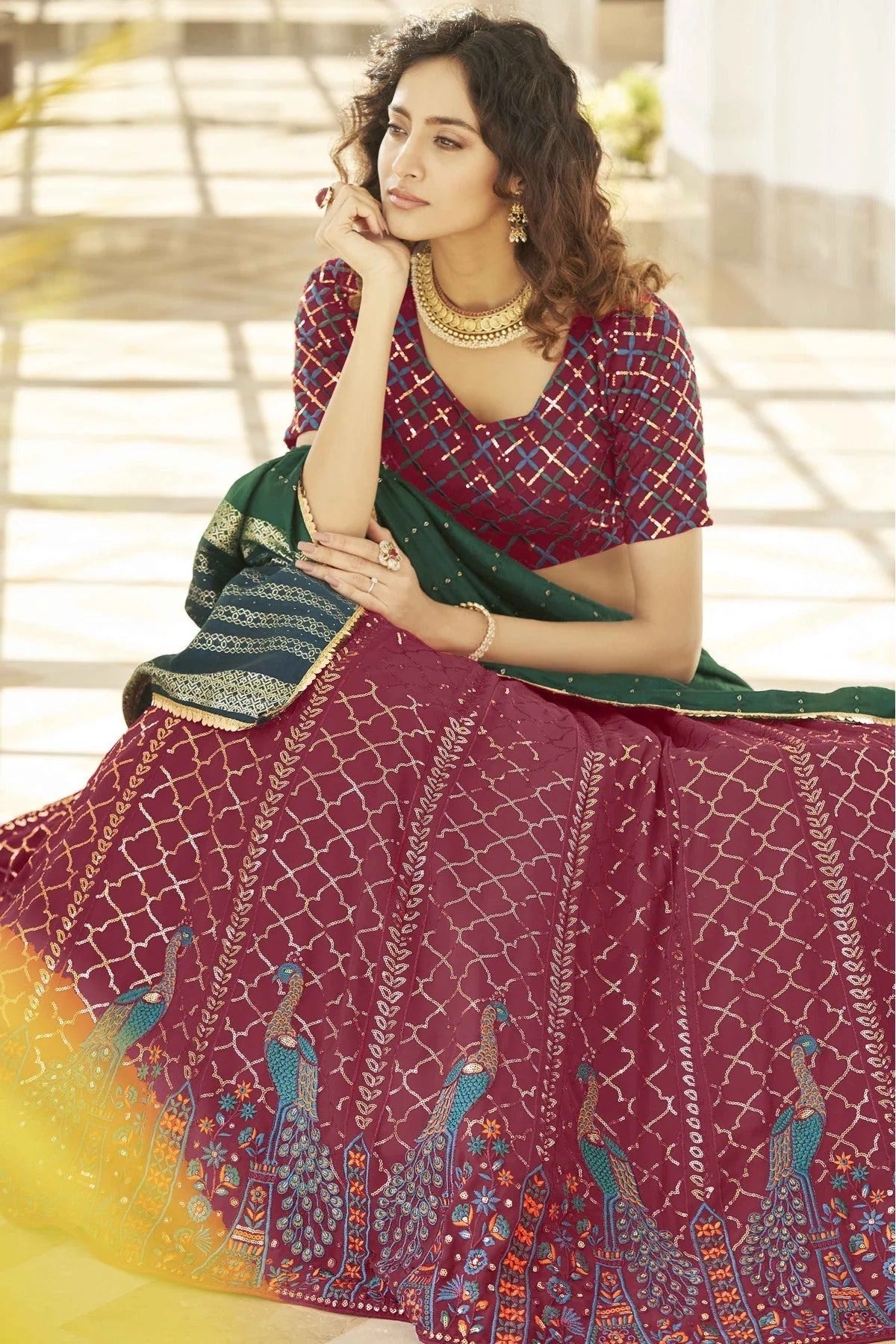 Pink Colour Georgette Embroidery Lehenga Choli LC1150128 A