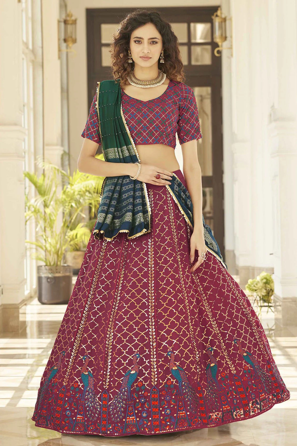 Pink Colour Georgette Embroidery Lehenga Choli LC1150128