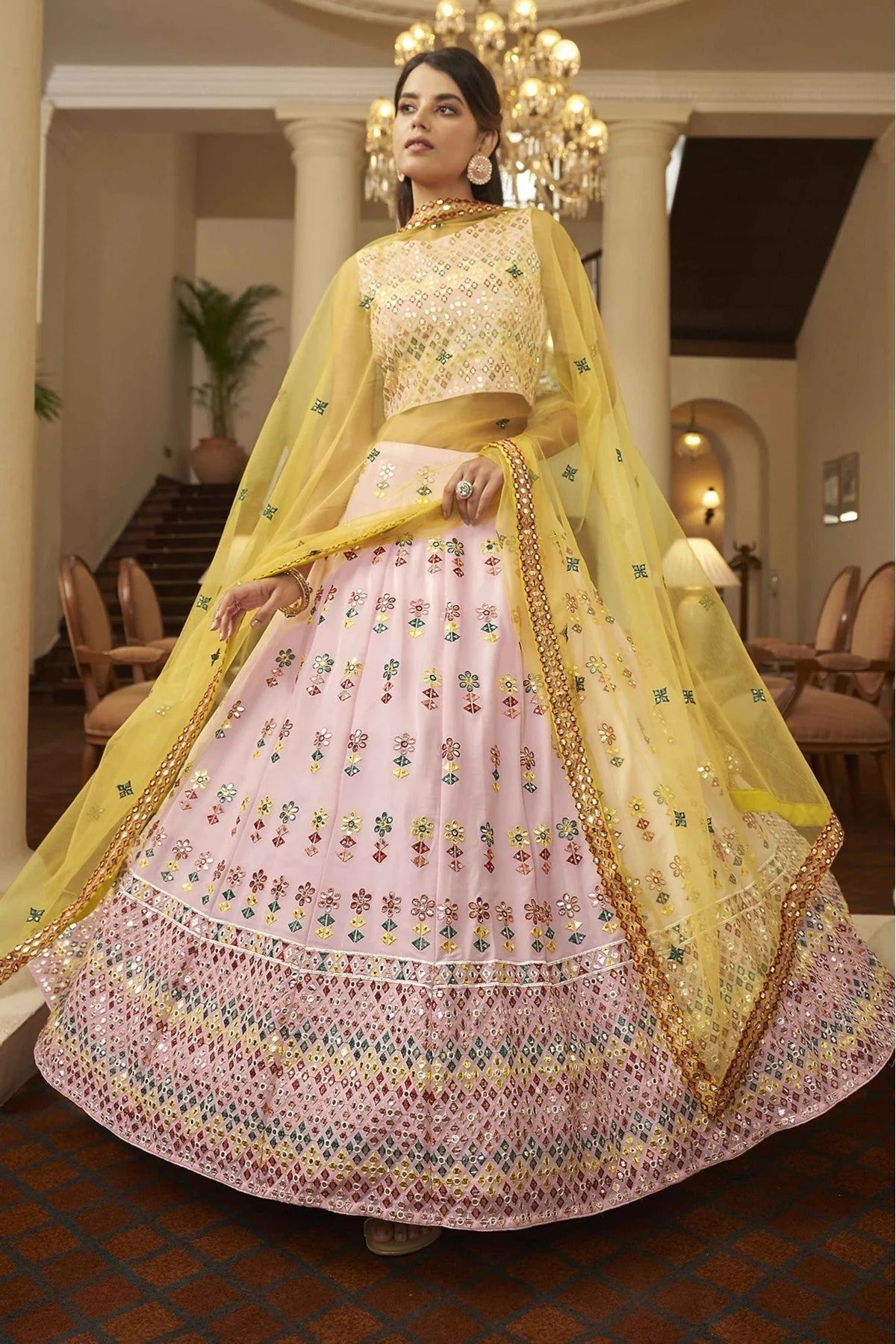 Pink Colour Georgette Gota Patti Work Lehenga Choli LC1150079 A