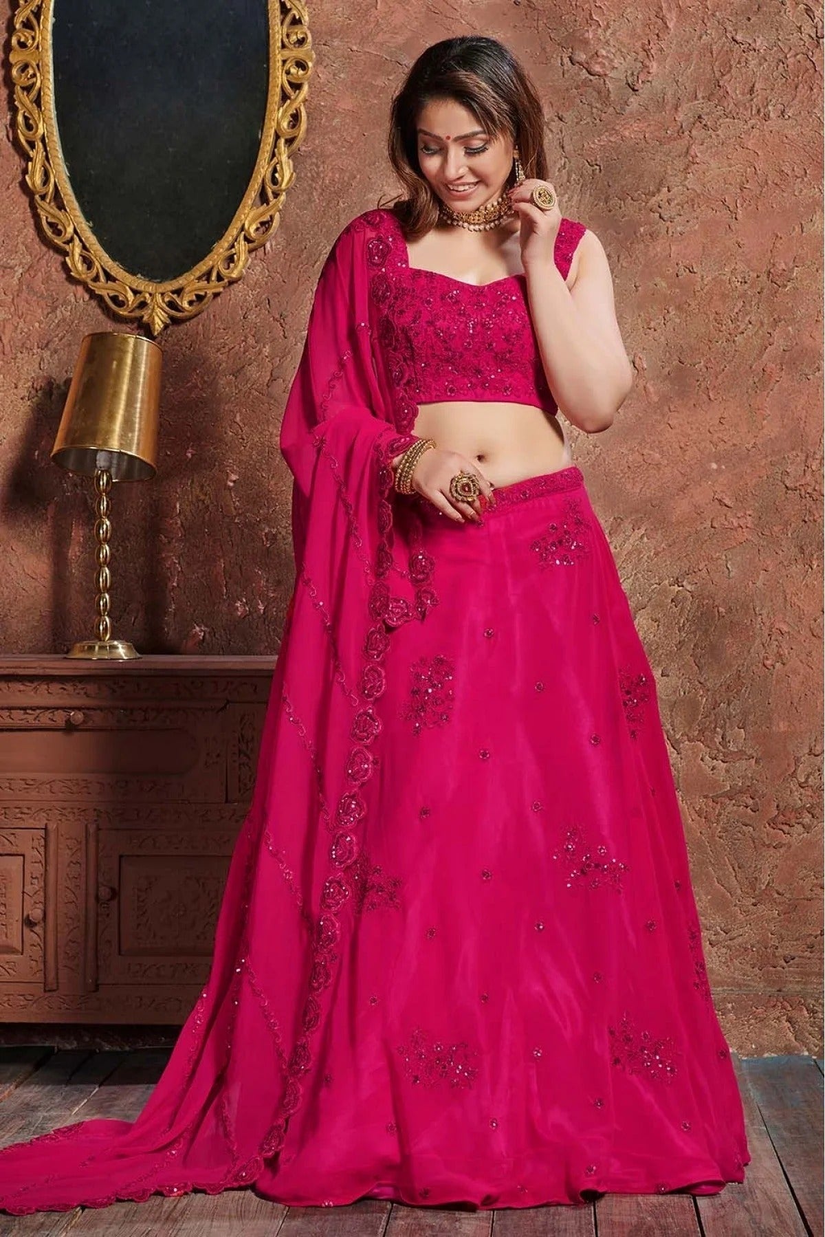 Pink Colour Georgette Lehenga Choli LC1010047 B