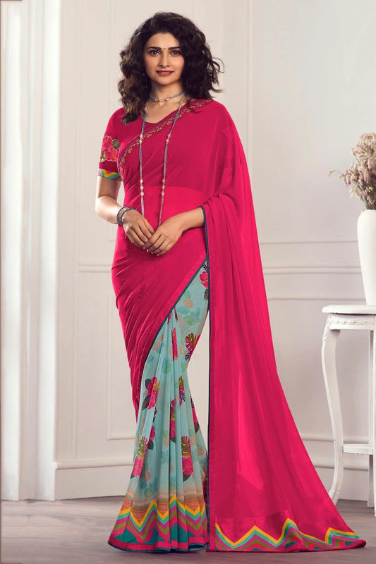Pink Colour Georgette Printed Saree SD1180060