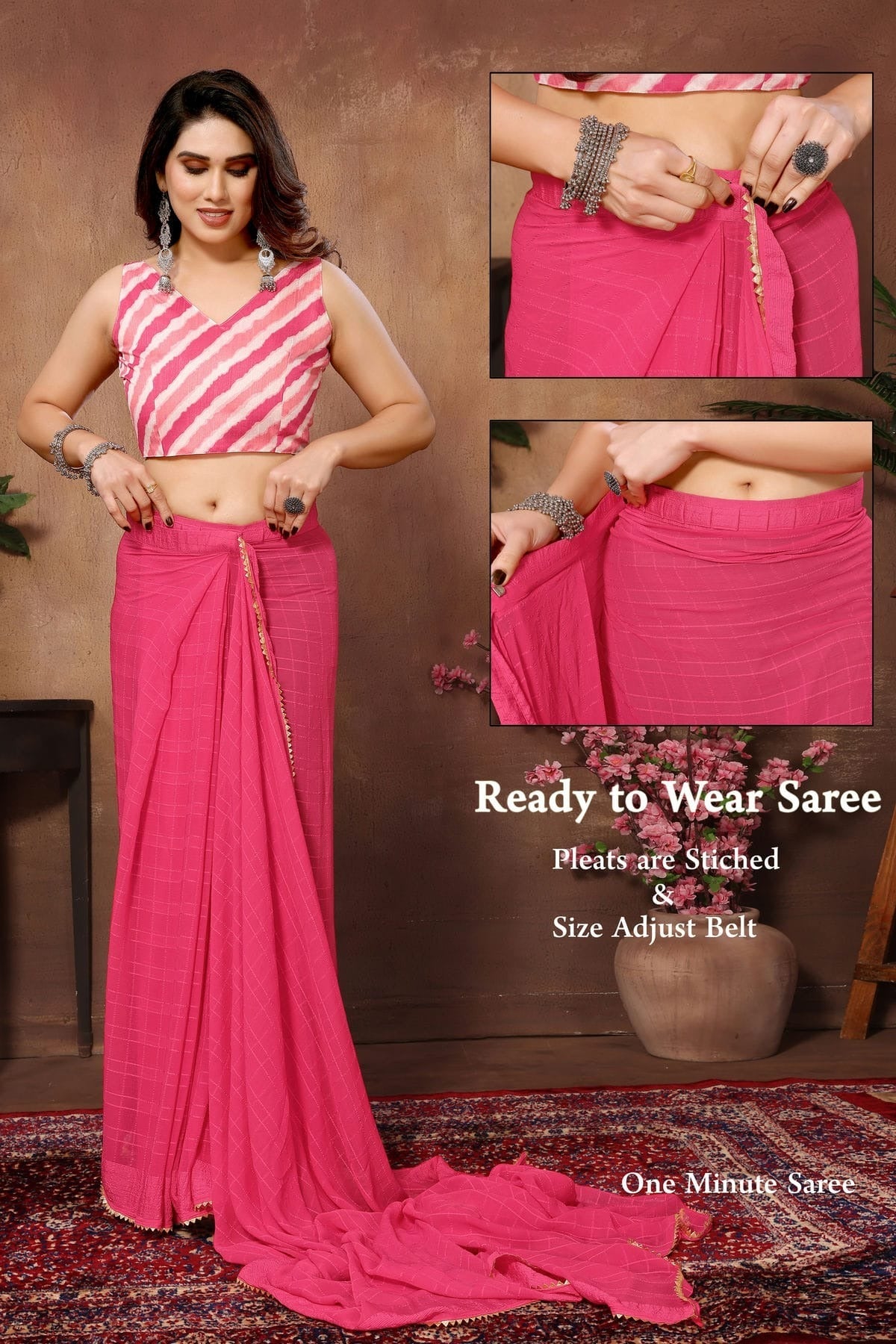 Pink Colour Georgette Ready To Wear Saree SD1180028 A