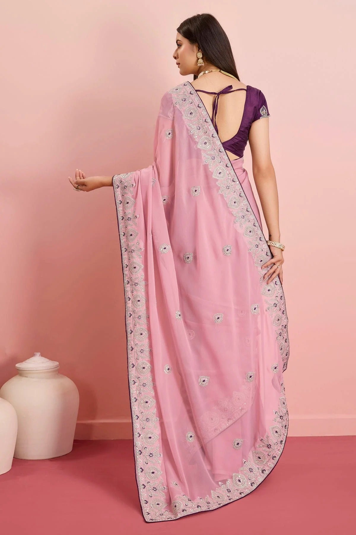 Pink Colour Georgette Saree SD1110471 A