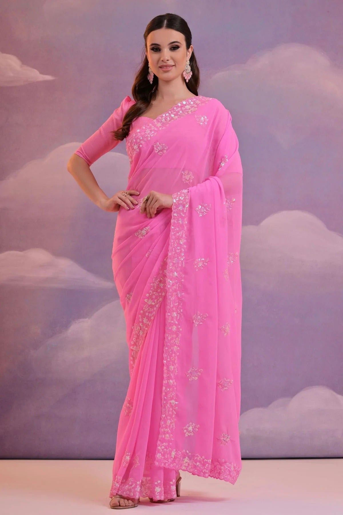Pink Colour Georgette Saree SD1110519