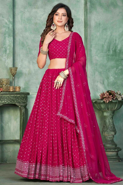 Pink Colour Georgette Semi Stitched Lehenga Choli LC1170044 A