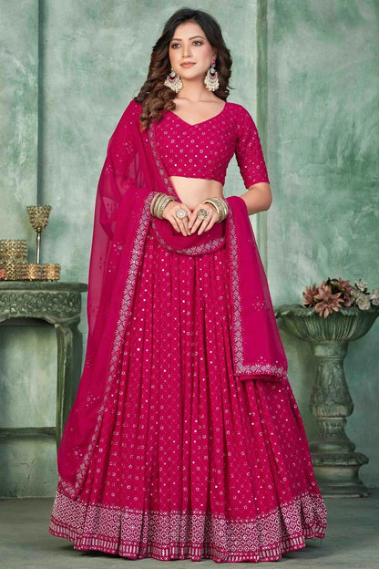 Pink Colour Georgette Semi Stitched Lehenga Choli LC1170044