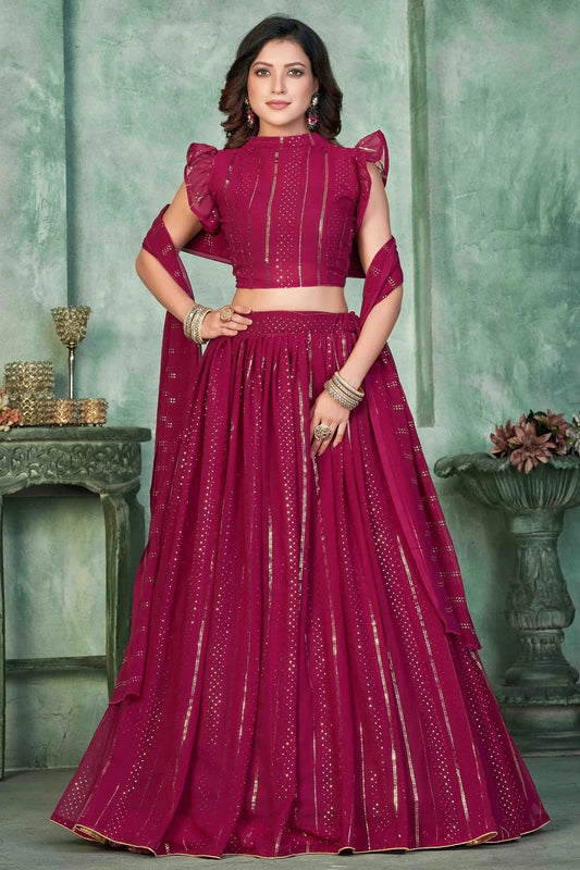 Pink Colour Georgette Semi Stitched Lehenga Choli LC1170047