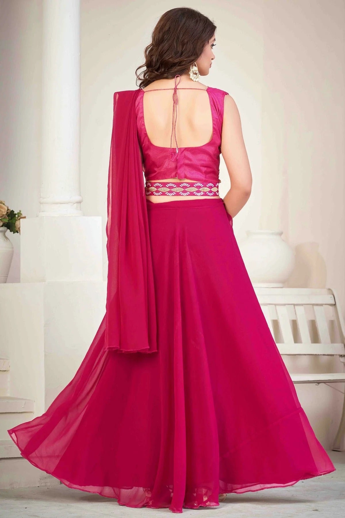 Pink Colour Georgette Semi Stitched Lehenga Choli LC1170049 B