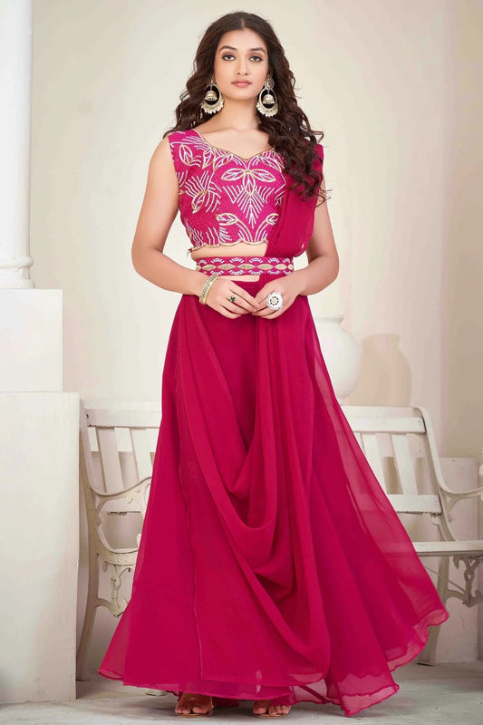 Pink Colour Georgette Semi Stitched Lehenga Choli LC1170049