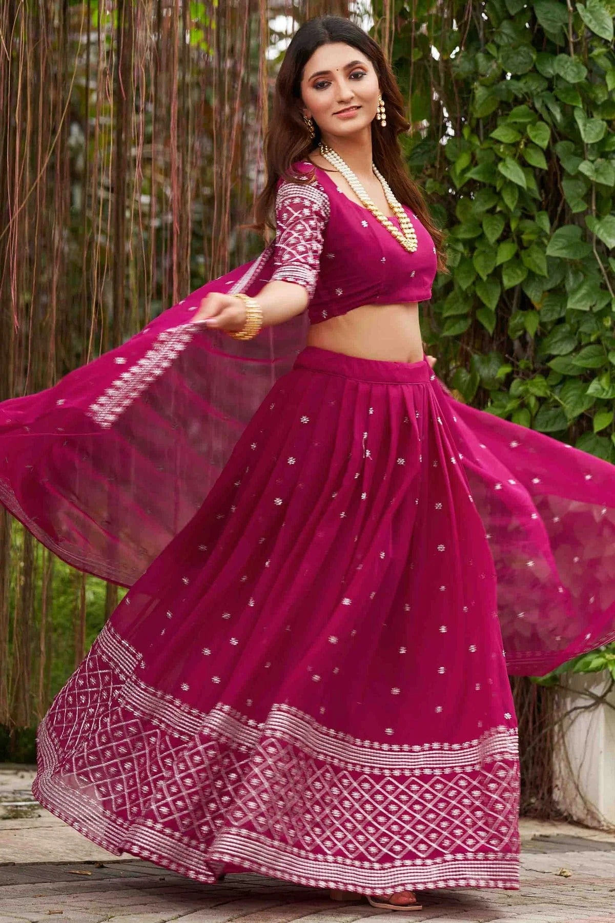 Pink Colour Georgette Semi Stitched Lehenga Choli LC1170063 A