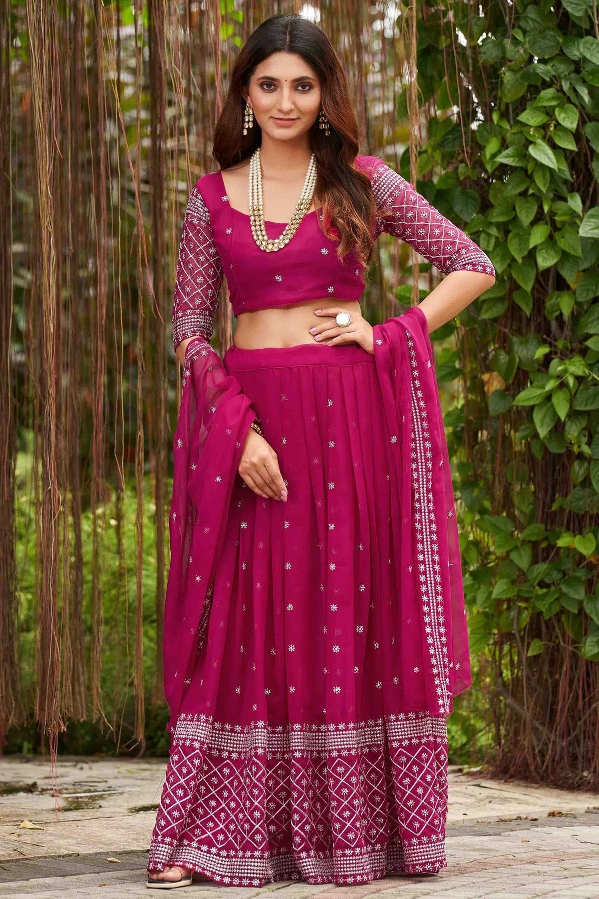 Pink Colour Georgette Semi Stitched Lehenga Choli LC1170063