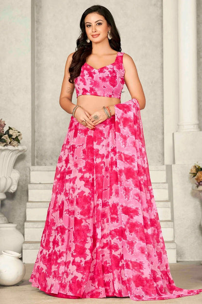 Pink Colour Georgette Semi Stitched Lehenga Choli LC1170073