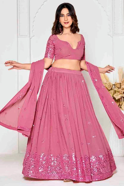 Pink Colour Georgette Semi Stitched Lehenga Choli LC1170084 A
