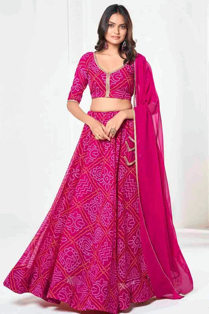 Pink Colour Georgette Semi Stitched Lehenga Choli LC1170090