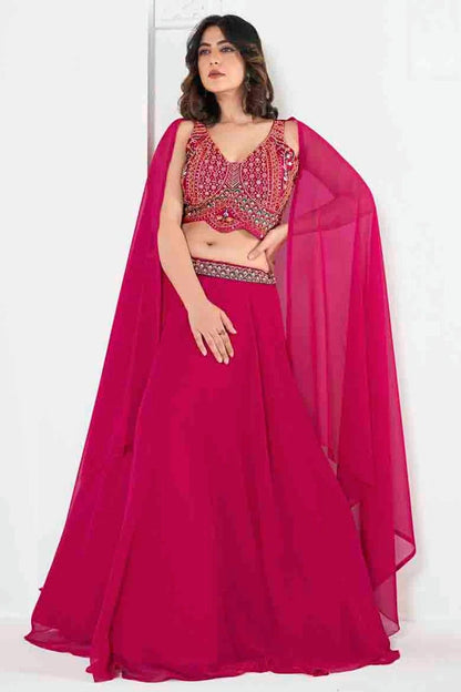 Pink Colour Georgette Semi Stitched Lehenga Choli LC1170098 A