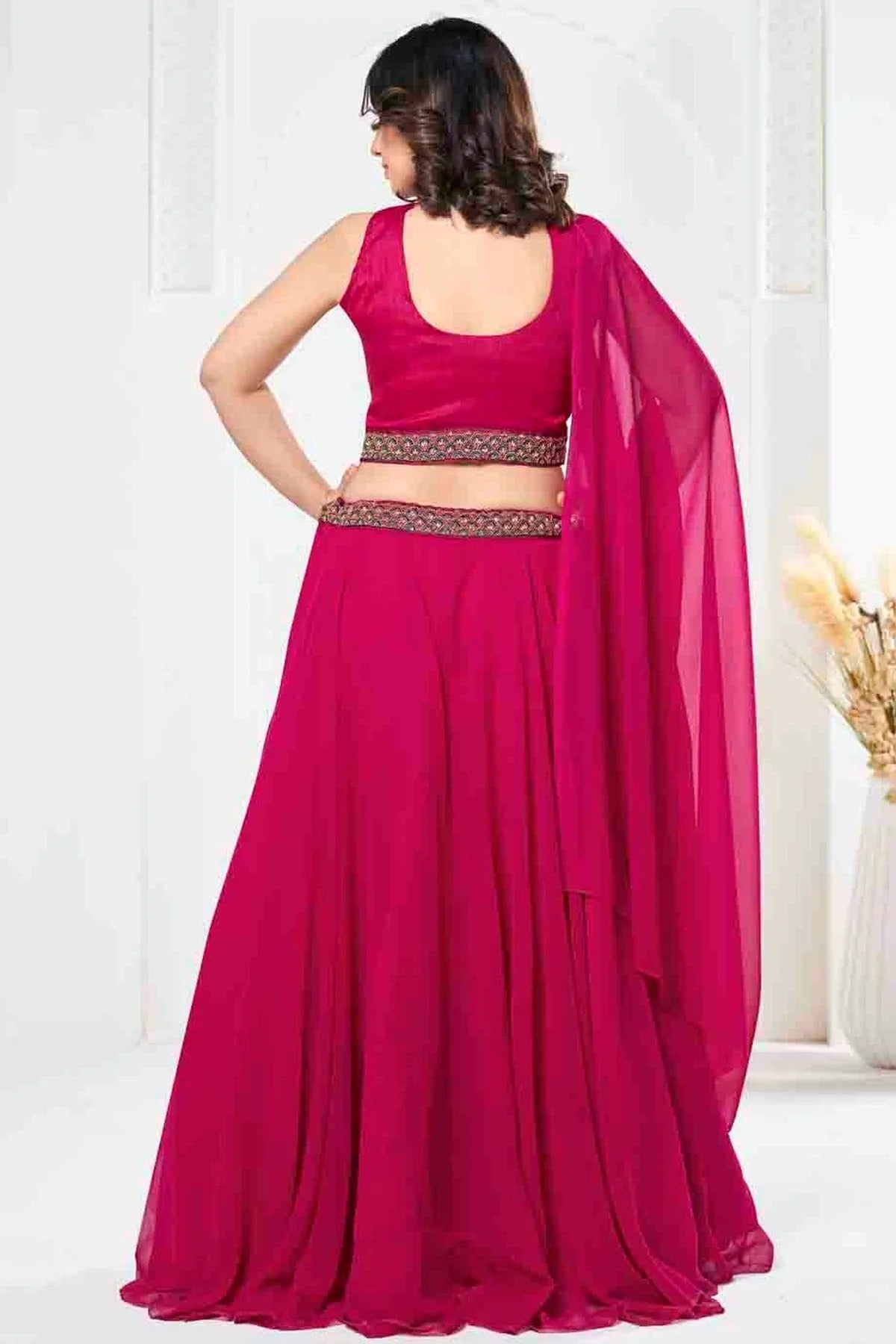 Pink Colour Georgette Semi Stitched Lehenga Choli LC1170098 B