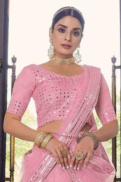 Pink Colour Georgette Thread Work Lehenga Choli LC1080179 A