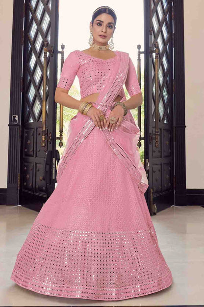 Pink Colour Georgette Thread Work Lehenga Choli LC1080179