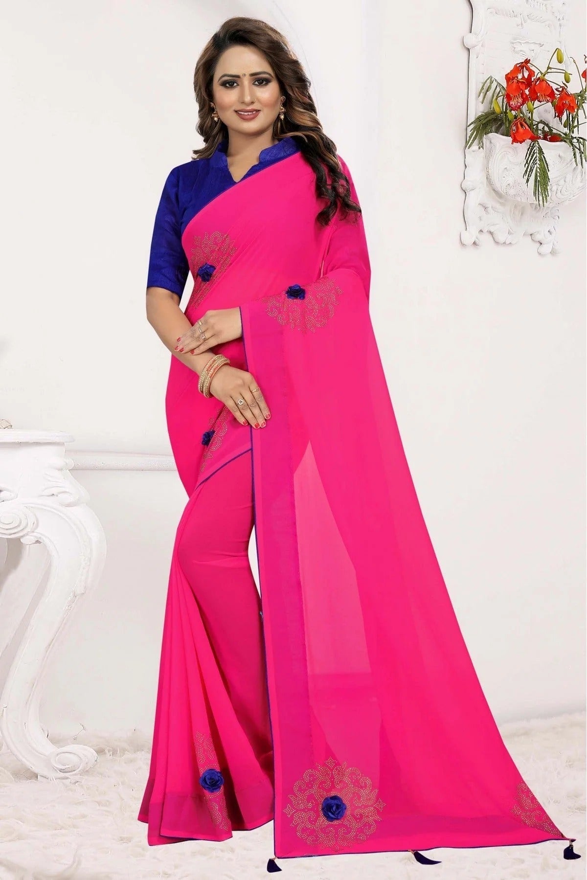 Pink Colour Georgette Traditional Saree SD1120555