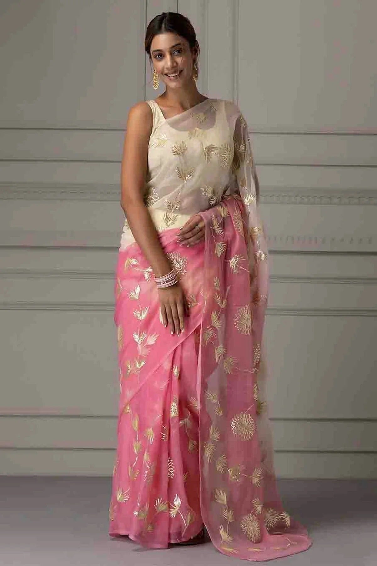 Pink Colour Gota Patti Work Organza Designer Saree SD1113397
