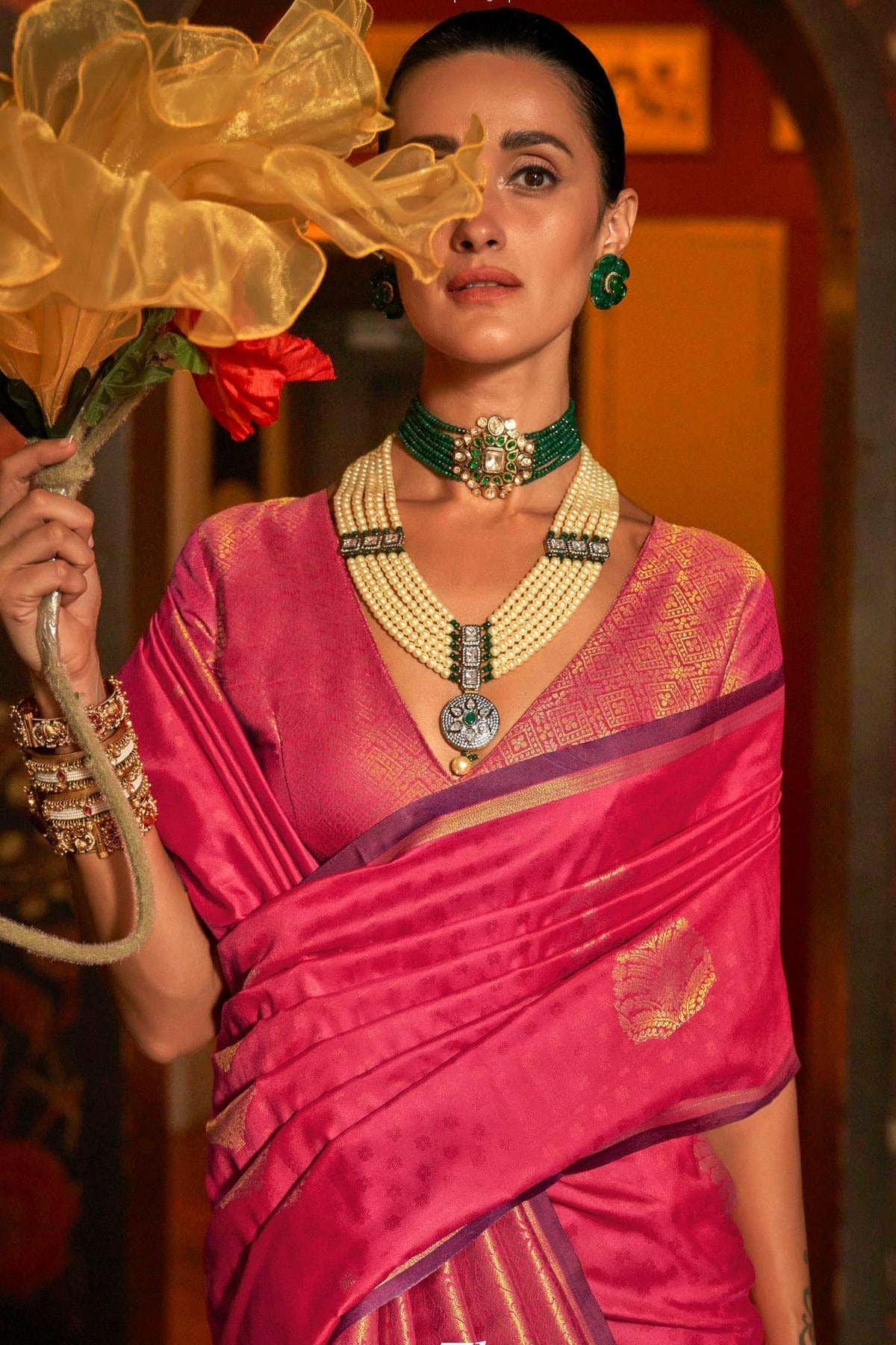 Pink Colour Handloom Weaving Silk Woven Work Saree SD1290079 A