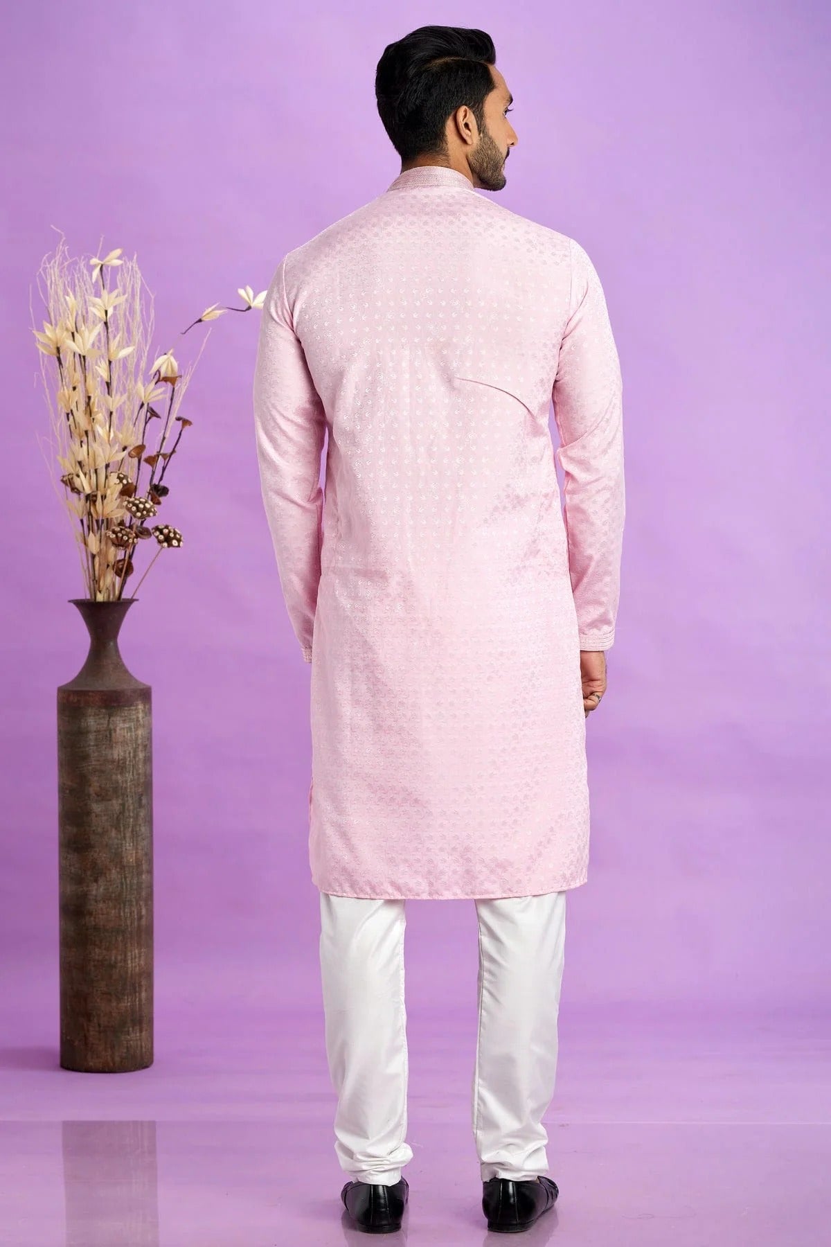 Pink Colour Jacquard Art Silk Pintex Work Kurta Pajama KP1230198 B