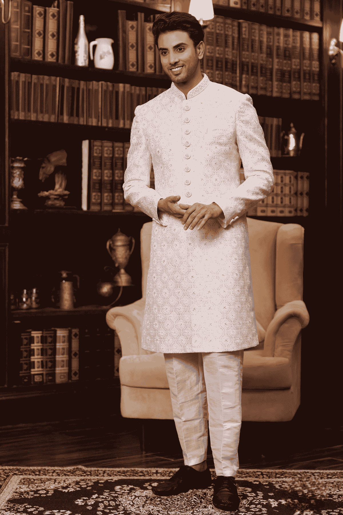 Pink Colour Jacquard Silk Embroidery Work Indo Western