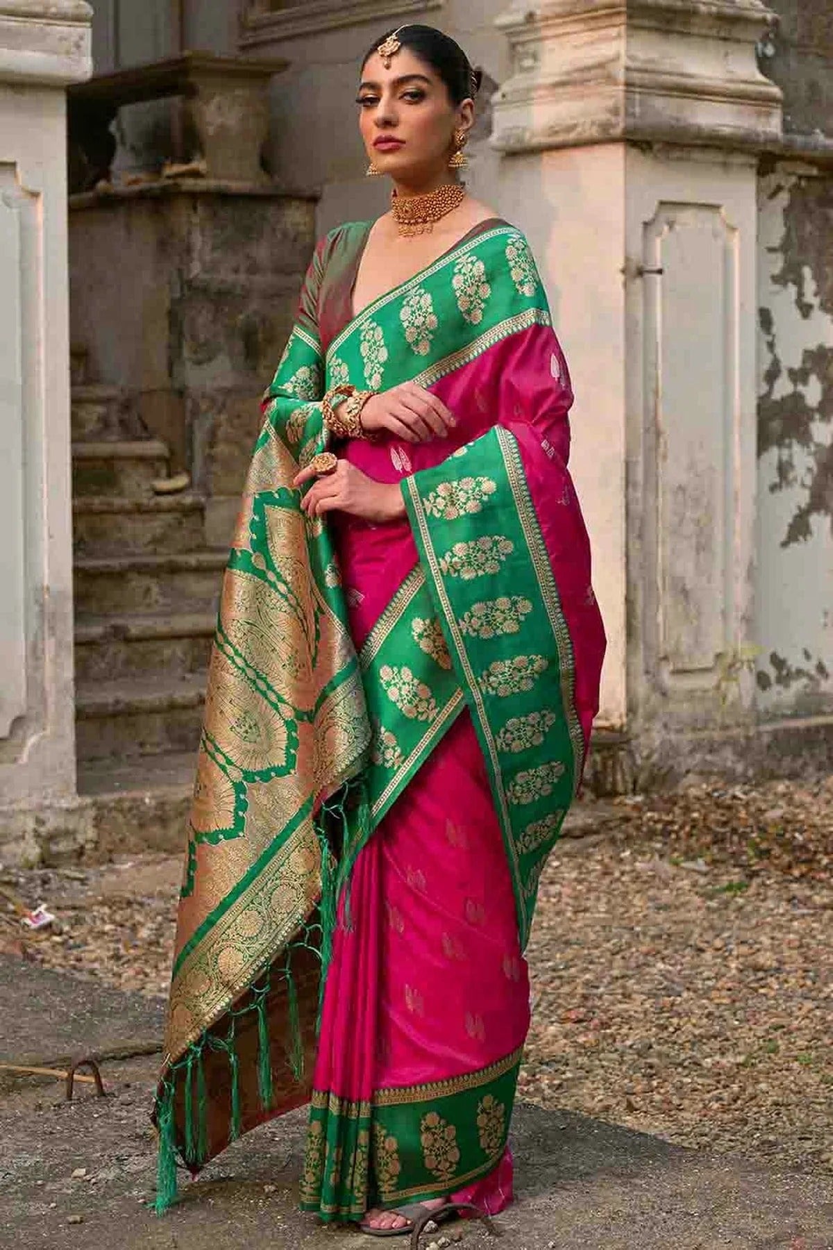 Pink Colour Kanchi Silk Traditional Saree SD1260055 B