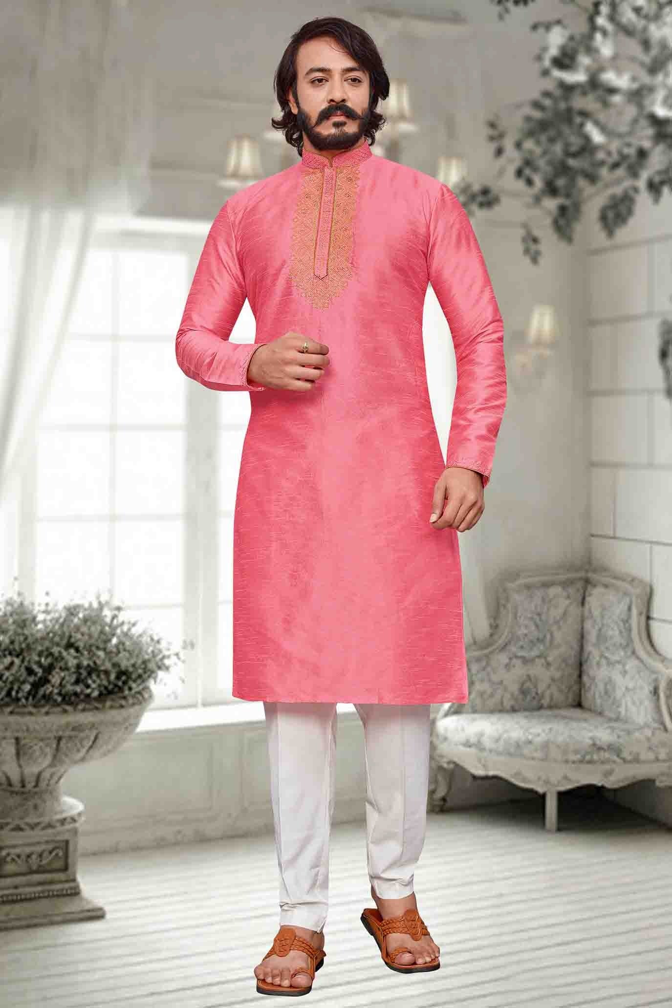 Pink Colour Kurta Pajama In Art Silk KP1210090